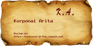 Korponai Arita névjegykártya